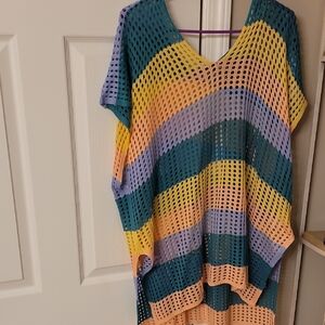Colorful Striped Crochet Cover-Up